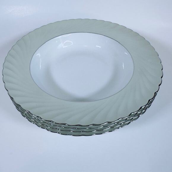 Royal Tettau South Wind Grey Green Rim Soup Bowl Gray/Green Border Swirled VTG - Picture 8 of 12